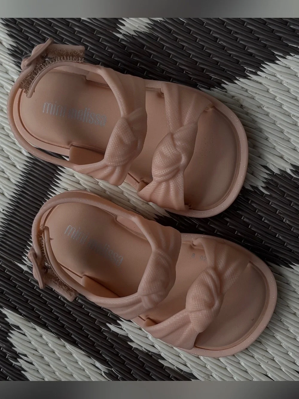NWOT Mini Melissa Velvet Peachy Pink Strap Baby Toddler Sandals